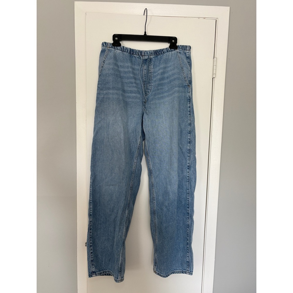 NEW GAP Ultrasoft Denim Pull-On Barrel Jeans Medium Tall Light Wash Blue - Picture 2 of 6